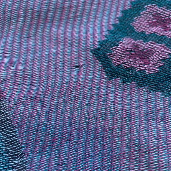 Boho/Indian-Style Woven Geometric Design Infinity Scarf w/ Tassels - Picture 3 of 3